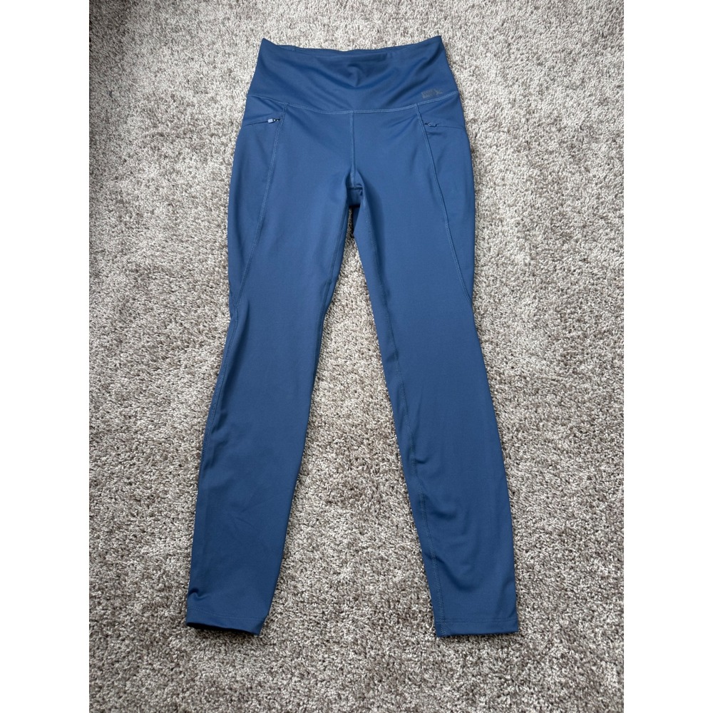 Eddie Bauer Blue High Waisted Athletic Leggings Womens Small Zipper Pockets